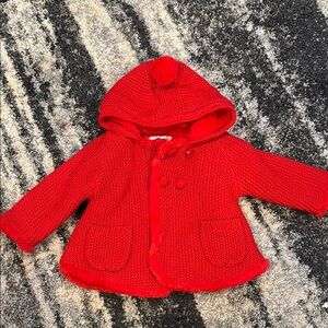 Mayoral Red Knitted Baby Hooded Coat